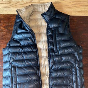 LAMB LEATHER VEST REVERSIBLE TO KHAKI PUFFER-29″